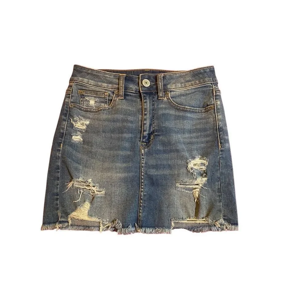 American Eagle Woman’s Super Stretch High Rise Mini Jean Skirt Size 2